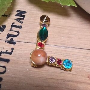 Nwot Letter L Initial Name letter Jeweled Multicolor Brooch Personalized Gift